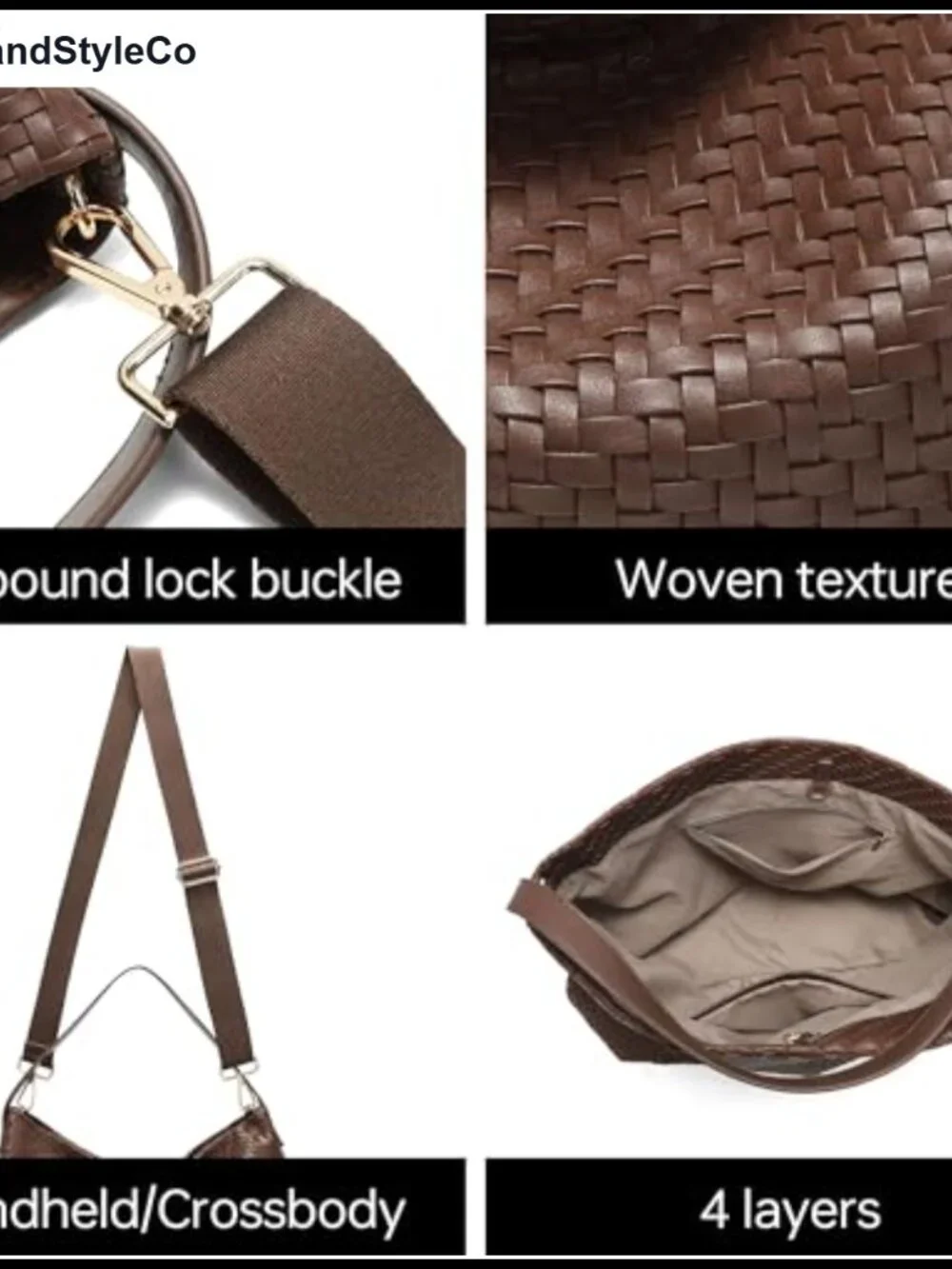 Woven Leather Tote Bag Hobo Shoulder Handbag Large Women